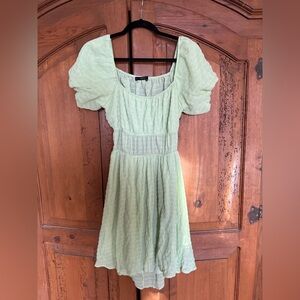 Chic Light Green Puff Sleeve Dress